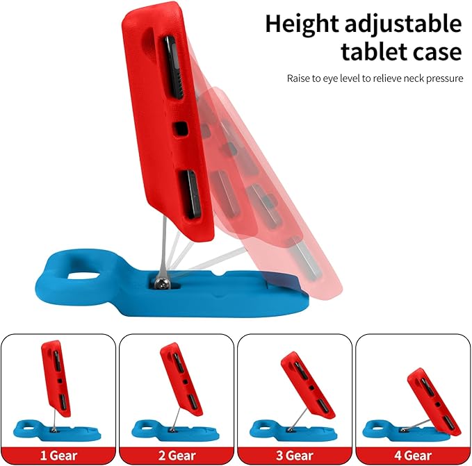 Kids Case for iPad mini 7 (A17 Pro) 2024 / iPad mini 6 2021, Child Friendly Case with Adjustable Portrait/Landscape Stand,Heavy Duty Cover with Screen Protector for iPad mini 7/6 8.3 inch(Redblue)