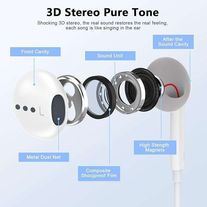 [Apple MFi Certified] USB C Headphones for iPhone 17 16 15, 2 Pack Wired Headphones USB C with Built-in Remote to Control Music, Phone Calls, and Volume for iPhone 17 16 15 Pro Max, Galaxy, Pixel