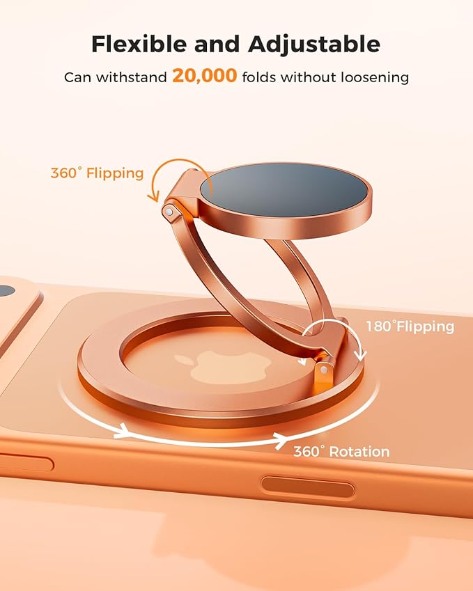 SUPERONE Magnetic Ring Holder for MagSafe Dual-Side Magnetics, Removable Gym Phone Grip with Kickstand for iPhone 17/16/15/14/13/12/ Series MagSafe Case All Phones Compatible with Magnetic Car Mount