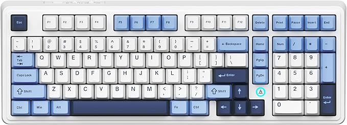ACODEX Ajazz AK980 Blue White Wireless Mechanical Gaming Keyboard,Tri-Mode BT5.0/2.4GHz/USB-C Hot Swappable RGB Backlit Computer Gaming Keyboards for PC/Tablet/PS/Xbox