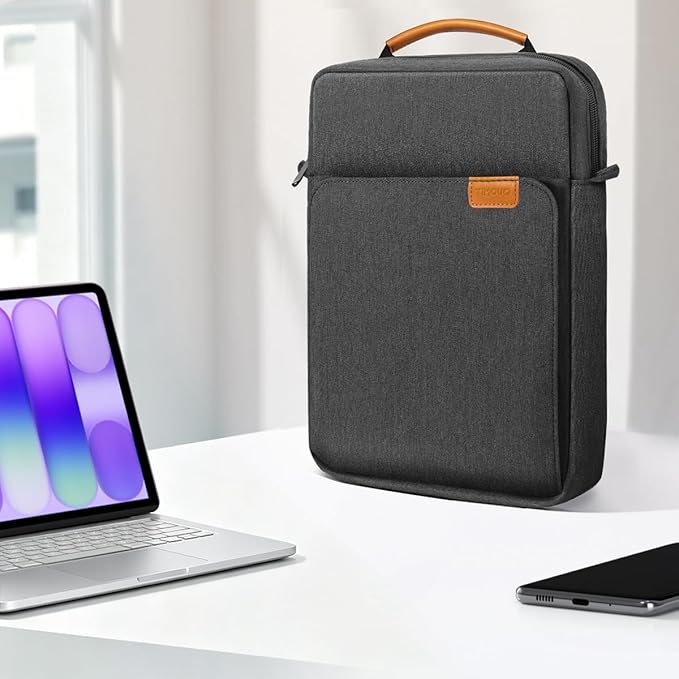 TiMOVO Laptop Sleeve Bag for MacBook Neo 13 inch 2026 Model A3404 with A18 Pro Chip, Handle Carrying Case with Shoulder Strap, Black & Gray