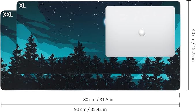 iCasso Extended Gaming Mouse Pad (35.4x15.7 in), Large 3mm Non-Slip Rubber Base Mousepad with Stitched Edges, Waterproof Keyboard Mouse Mat Desk Pad for Work, Game, Office, Home - Silent Night