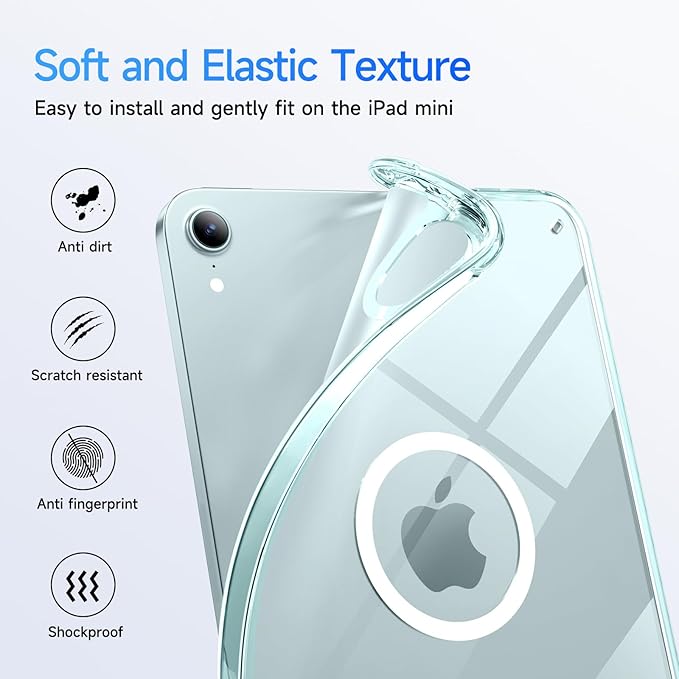 Case for iPad mini 7 (A17 pro) 2024/iPad mini 6 2021, Rugged Translucent Back Shell Full Corner Protective Case for 8.3 inch iPad mini 6/7, Compatible with Magsafe (ClearGreen)