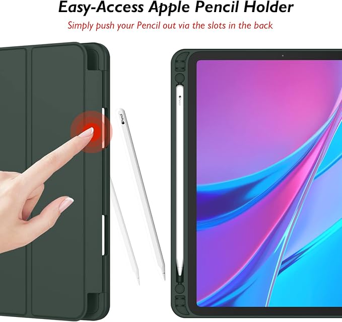 iMieet iPad Pro 13 Inch Case (M5/M4) 2025/2024 with Pencil Holder, Trifold Stand Smart Case with Soft TPU Back, Auto Wake/Sleep (Dark Green)