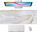 Marble Desk Pad White Gold Large Mouse Pad Gaming Mousepad Extended XL Keyboard Pad 31.5 x 11.8 in Laptop Computer Mouse Keyboard Mat for Office Desk Decor