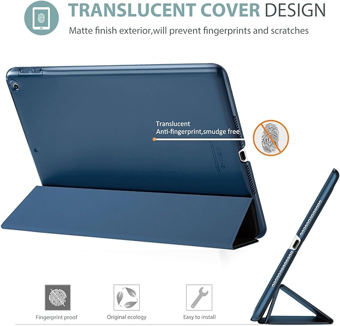 ProCase Smart Case for iPad 9.7 Inch iPad 6th/5th Generation 2018 2017(Model: A1893 A1954 A1822 A1823), Ultra Slim Lightweight Stand Cover with Translucent Frosted Back -Navy