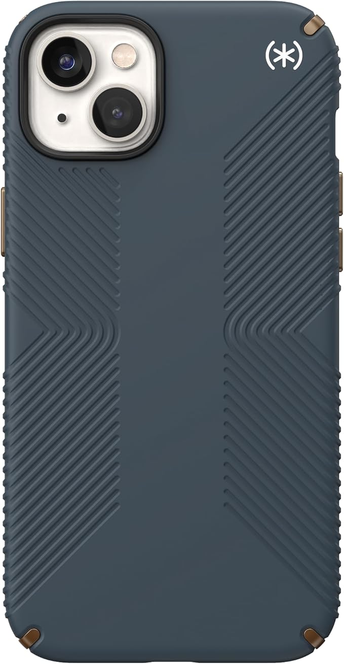 Speck iPhone 14 Plus Case - Drop Protection, Scratch Resistant, Dual Layer Slim Phone Case for 6.7 Inch iPhones 14 Plus - Built for MagSafe - Presidio2 Grip - Charcoal/Cool Bronze/White