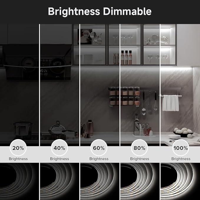 BTF-LIGHTING FCOB COB FOB LED Strip Lights 5V USB Powered 3.28FT 320LEDs Natural White 4000K 8mm Width Dimmable CRI 90+ with 3M Tape Flexible High Density for 3D Printer TV Backlight PC DIY Decor