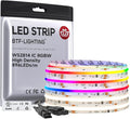 BTF-LIGHTING FCOB COB LED Strip WS2814 Smart IC RGBW 4000K, UL Listed 896LEDs/m High Density Color Chasing Uniform Light, DC24V 16.4FT 12mm Width for Home Party DIY Decor(No Adapter or Controller)
