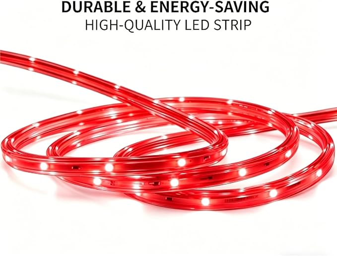 LED Rope Lights, 33Feet Red Flat Flexible Strip Light, Plug in Novelty Lighting, Connectable and Waterproof for Home Christmas Holiday Garden Patio Party Decoration