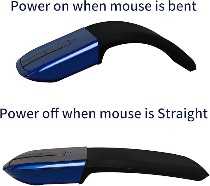 Bluetooth Arc Touch Travel Mouse Foldable Slim and Portable Mini Wireless Computer Mouse Folding Optical Mice for Microsoft Laptop Notebook Tablet - Black & Blue