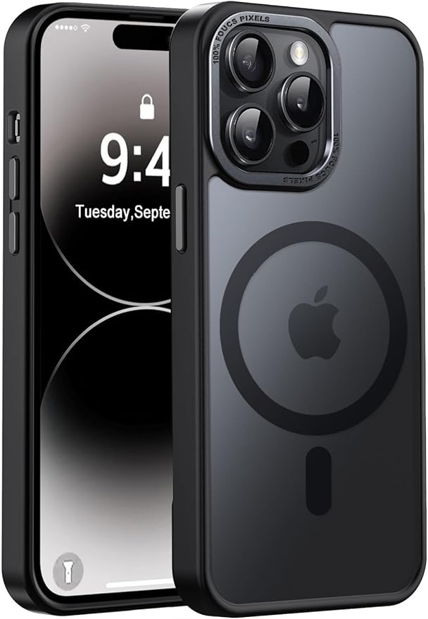 Newfuture Designed for iPhone 14 Pro Case with Magnetic [13 FT Military Drop Protection] [Compatible with Magsafe] Slim Translucent Matte Shockproof with Anti-Fingerprint Phone Case, Black