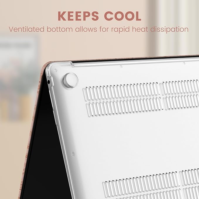 iCasso Compatible with MacBook Air 13 inch Case 2020 2019 2018 Release A1932 A2179 M1 A2337, Texture Leather Plastic Hard Shell Case + Keyboard Cover + Screen Protector, Pink Embossed Floral