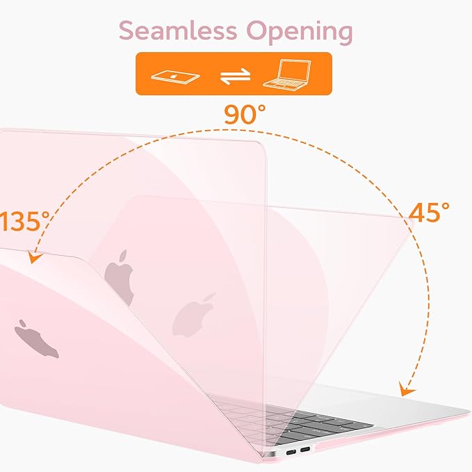 B BELK Compatible with MacBook Air 13 inch Case 2022 2021 2020 2019 2018 A2337 M1 A2179 A1932, Plastic Laptop Hard Shell+ Keyboard Cover+Screen Protector for MacBook Air 13.3 inch Case, Crystal Pink