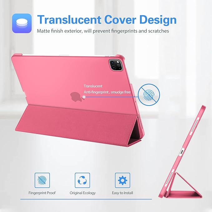 ProCase for iPad Pro 11 Inch Case 2022/2021/2020/2018(4th/3rd/2nd/1st Generation), iPad Pro 11" Slim Stand Hard Back Cover Shell Smart Folio Compatible with Pencil/Support Auto Wake/Sleep -Melonpink