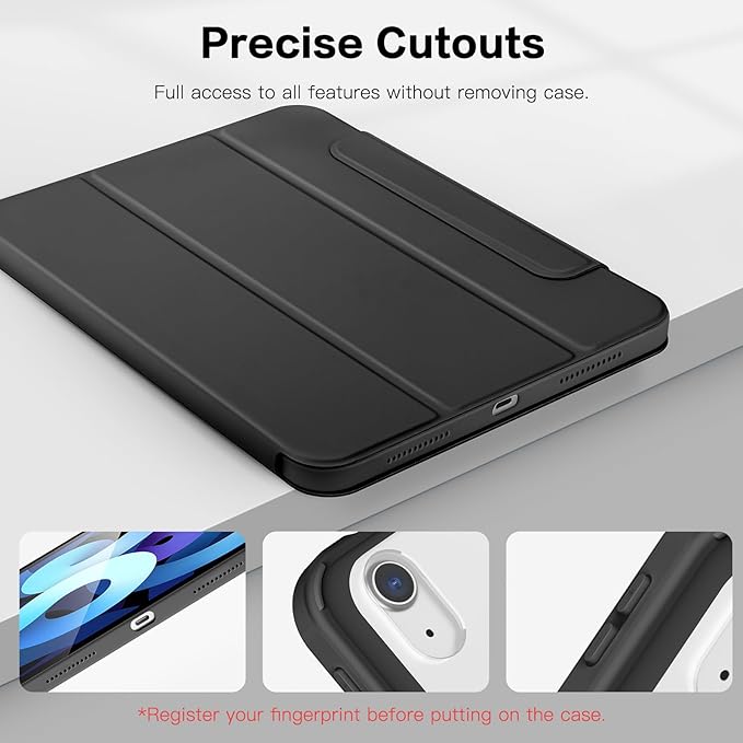 SPARIN Case for iPad Air 11 inch M3/ M2, iPad Air 7th/6th/5th/4th Gen (2025/2024/2022/2020) 10.9 inch,Case with Apple Pencil Holder, Detachable Magnetic Cover, Portrait and Landscape Stand, Black