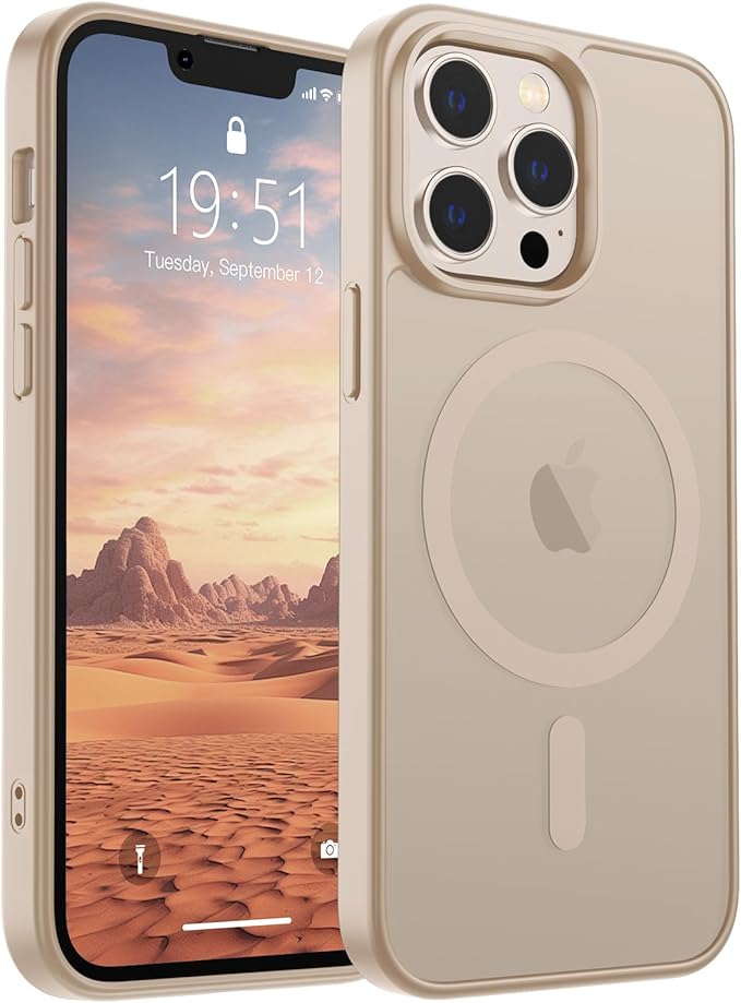SUPFINE Magnetic for iPhone 12 Pro Max Case(Compatible with MagSafe)(Military Grade Drop Protection) Slim Translucent Matte Shockproof with Anti-Fingerprint Phone Case,Desert Gold