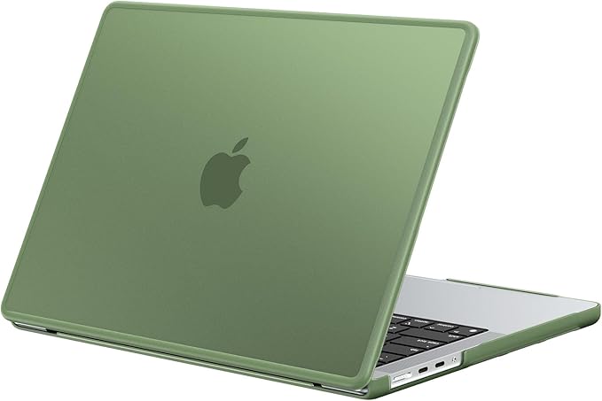 BlueSwan Anti-Cracking Hard Shell Case Compatible with MacBook Pro 14-inch M5 2026 2025-2021 Release M4 M3 M2 M1 Pro/Max Chip, Anti-Fingerprint Soft TPU Bumper, Frosted Midnight Green