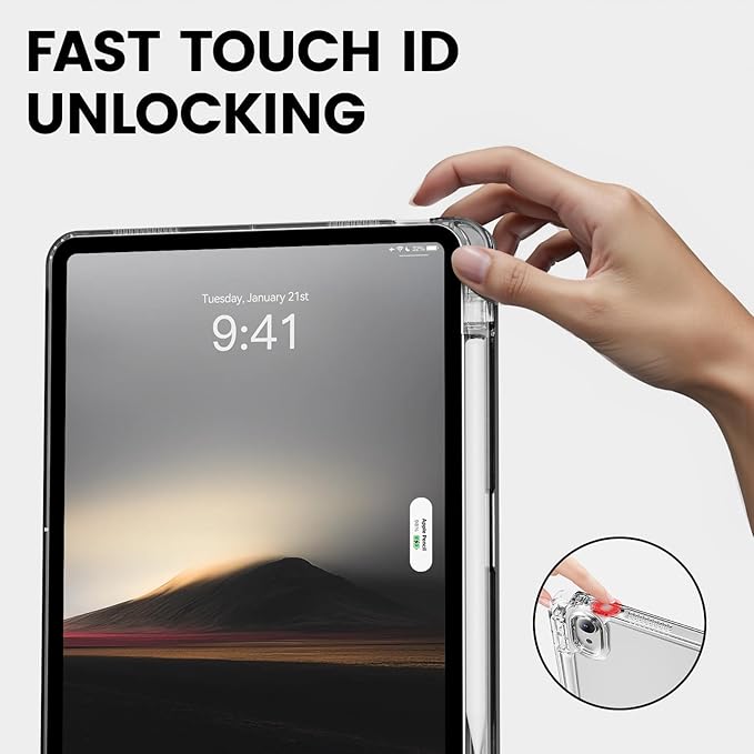 Clear Case for iPad mini 7 A17 Pro 8.3 Inch, iPad mini 7th/6th Generation Case (2024/2021),Slim Shockproof Transparent Back,Y-Shaped Mutil Angles Folding,Supports Pencil Pro&USB-C (Black)
