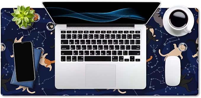 SSOIU Cute Cats & Constellations Desk Mat - Extra Large, XXL Gaming Mouse Pad, 35.5" x 15.7"