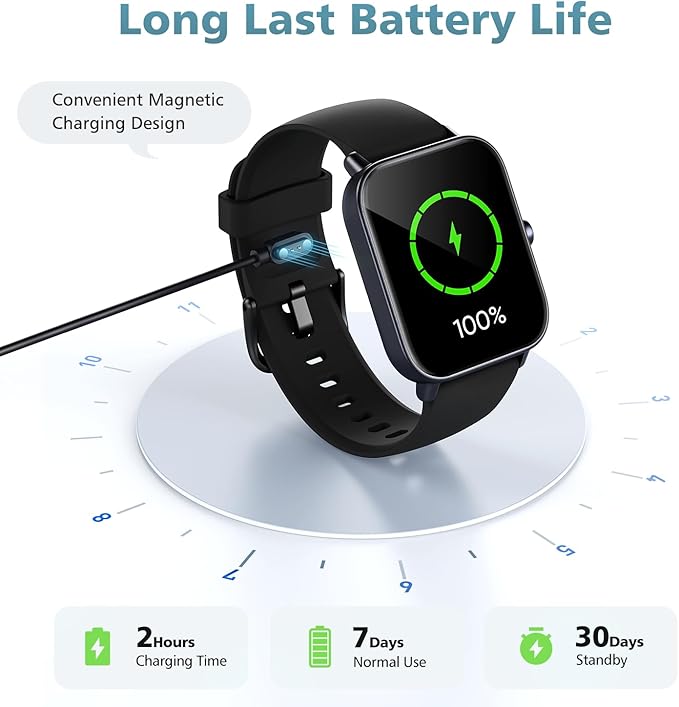 Smart Watch for Women Men, 1.85" Alexa Fitness Tracker with Call & SMS, Heart Rate, SpO2, Stress & Sleep Monitor, IP68 Waterproof Smartwatch for Android iPhone Samsung etc., 100+ Sports Modes, 2 Bands