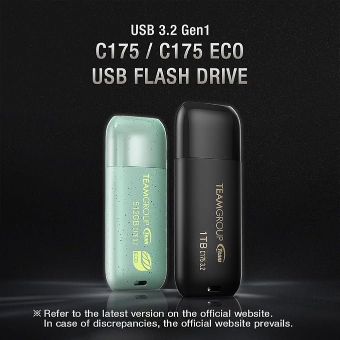 TEAMGROUP C175 64GB USB 3.2 Gen1(USB 3.1/3.0) Read100MB/s Flash Thumb Drive for Computer/Laptop Matte Black TC175364GB01