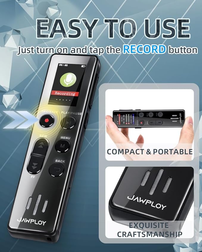 64GB Digital Voice Recorder with Playback - 4400 Hours Voice Activated Recorder with Sound Clarity Enhancement, Portable Recorder Recording Device for Lectures Meetings, USB, Password, MP3