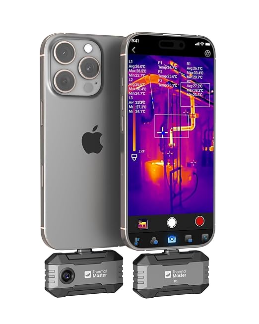 Thermal Master Thermal Camera for USB-C iPhone and Android, P1 Thermal Imaging Camera with 320×240 X³ IR Resolution, -4℉ to 1112℉, 160×120 Infrared Camera (iOS and Android P1 Grey)