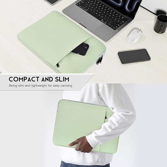 Laptop Sleeve Case 17 inch, Padded Shockproof Travel Carrying Bag for HP 17.3 inch Laptop, Pavilion 17, Envy 17 17t, Lenovo ideapad 17, Dell Inspiron 17 Water-Resistant Computer Cover -Green