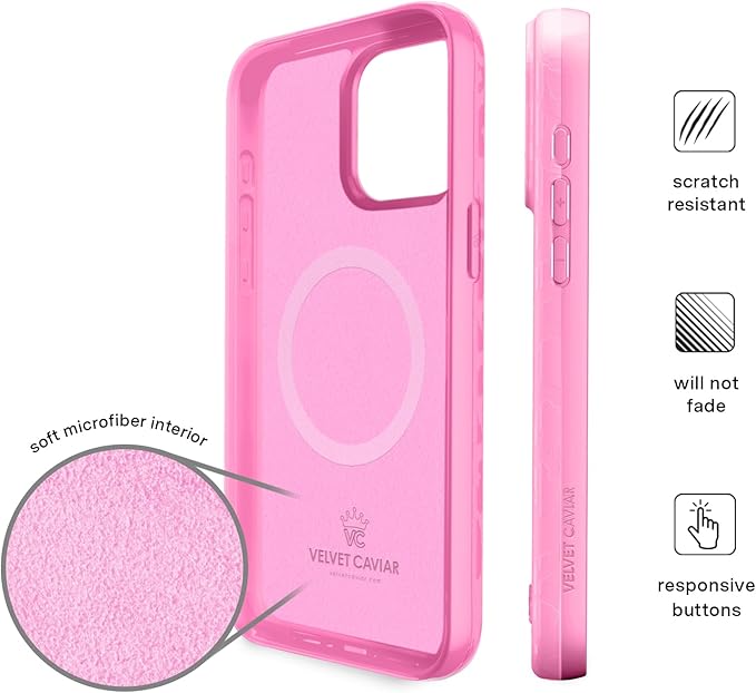 VELVET CAVIAR Case for iPhone 15 Pro | Compatible with MagSafe | 10ft Drop Tested | Protective Designer Cases| Hot Pink Leopard