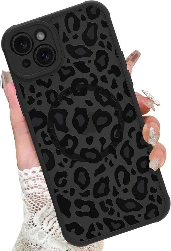 KANGHAR Case for iPhone 15 Plus Phone Case [Compatible with Magsafe] Leopard Printed Pattern Cute Cheetah Protective Magnetic Case for Girls Women Men 6.7"