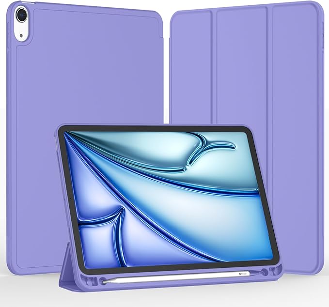 iMieet iPad Air 11 Inch Case M4/M3/M2(2026/2025/2024), iPad Air 5th/4th Generation Case 2022/2020 10.9 Inch with Pencil Holder,Trifold Stand Smart Case with Soft TPU Back(Slate Blue)