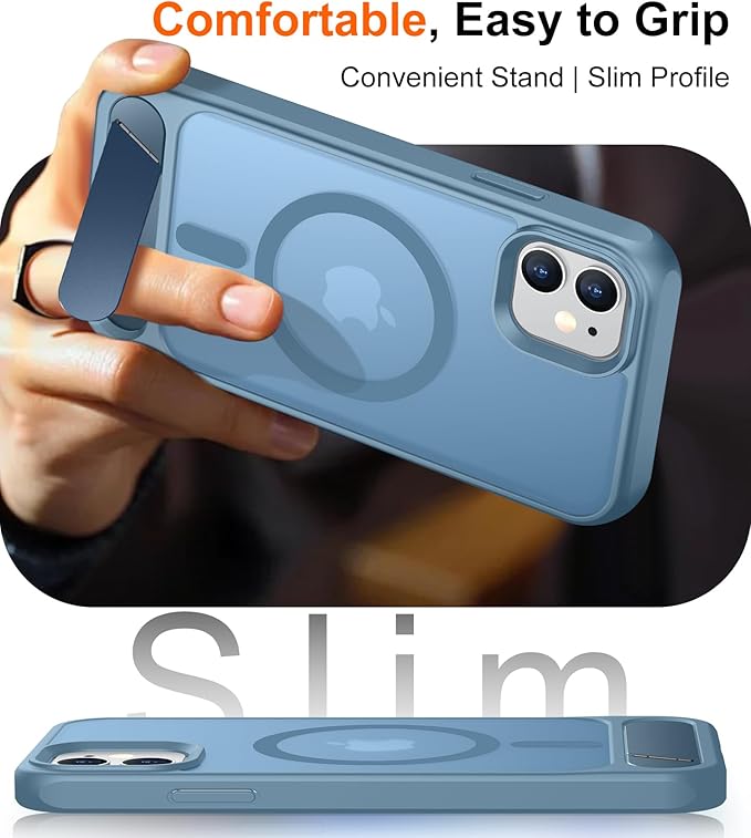 Magnetic Compatible with iPhone 11 Phone Case, [Built-in Invisible Kickstand][Compatible with MagSafe] [Military Grade Shockproof] Slim Translucent Matte Phone Case for iPhone 11 6.1"