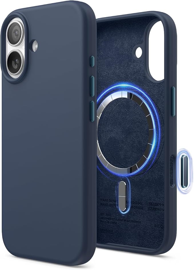 elago for iPhone 17 Case, Premium Magnetic Silicone Case, Compatible with MagSafe, Liquid Silicone Material, Protective Cover, Shockproof, Slim Phone, 6.3 inch (Jean Indigo)