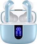 TAGRY Bluetooth Headphones True Wireless Earbuds 60H Playback LED Power Display Earphones with Wireless Charging Case IPX5 Waterproof in-Ear Ear buds with Mic for TV Smart Phone Laptop Computer Sports
