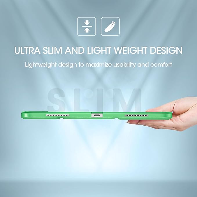 ProCase for iPad Pro 13 Inch Case M5 2025/ M4 2024, Smart Cover iPad Pro M5 M4 Case 13 Inch, Slim Stand Translucent Hard Shell Back, Supports Touch ID, Auto Wake/Sleep -LightGreen