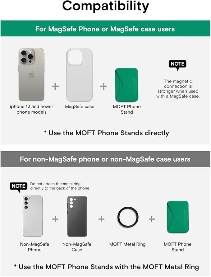 MOFT Magnetic Wallet Stand Compatible with iPhone 17/16/15/14/13/12 Series, Angle Adjustment Magsafe Compatible MOVAS Phone Stand, Oz Green
