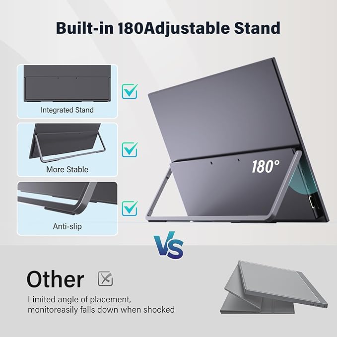 InnoView 15.6" Portable Monitor 120Hz 2K QHD 2160x1440 | 100% sRGB HDR | Second Monitor with 2 USB-C & HDMI Ports |Travel Monitor for Laptop MacBook/Switch/PS5/Xbox(Adapter Not Included)
