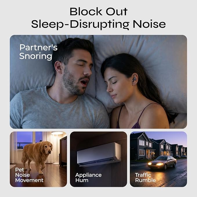 Sleep Earbuds, Mini ANC Earbuds with Sleep Mode,All-Day Comfortable Fit for Side Sleepers,BT 6.0 HiFi Stereo Sound,Touch Control, Noise Isolation Ear Buds for Sleeping/Working