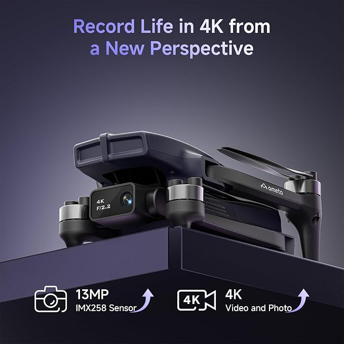 Ameta Drones with Camera for Adults 4k UHD, S20 Pro GPS Drone for Adults Beginners with 50 Mins Long Flight, Brushless Motor, Altitude Hold, Cool Toys Gifts for Men Boys(Under 249G)