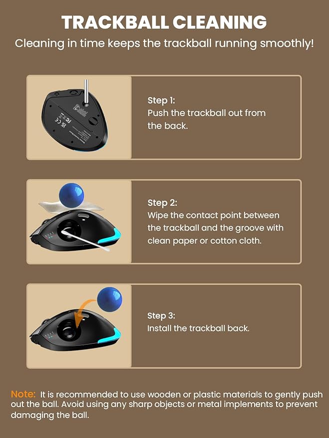MAM1 Pro Wireless Trackball Mouse, Ergonomic Bluetooth Rechargeable Computer Mouse, Backlit Rollerball Thumb mice with 5 Level DPI, Adjustable Angle, 3 Devices Connection for PC, Windows - Blue Ball