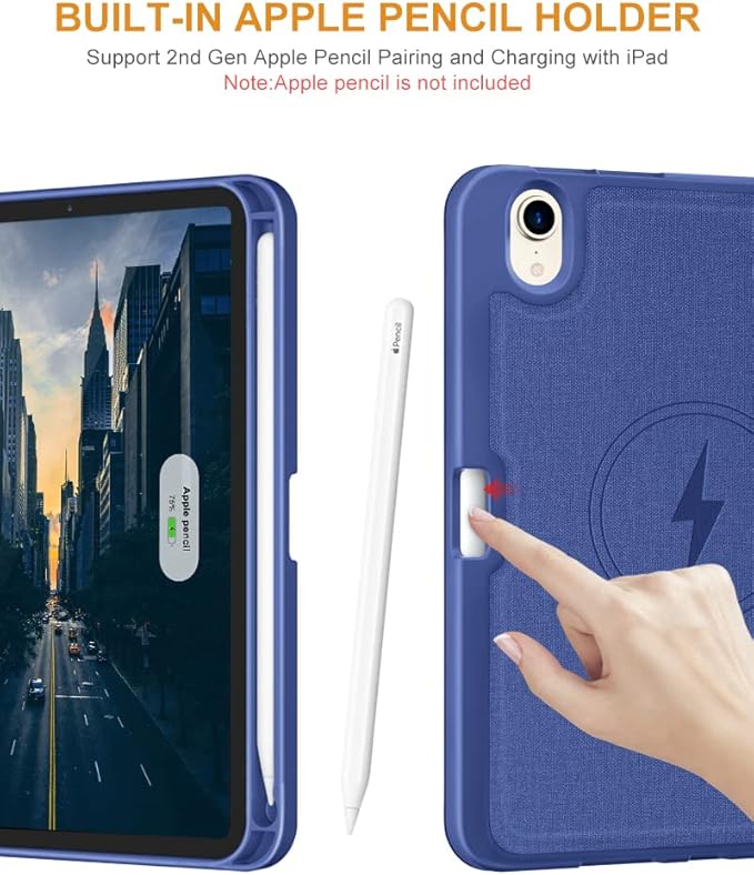 DTTO Case for iPad mini 7 (A17 Pro) 2024 / iPad mini 6 2021 8.3 inch with Pencil Holder, Multi-Angle Magnetic Standing Cover for iPad mini 7th/6th Generation [Auto Wake/Sleep], Dark Blue