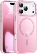 Newfuture Magnetic for iPhone 17 Pro Case [Compatible with Magsafe] [Military Grade Drop Protection] Translucent Matte Anti-Scratch Shockproof Protective Phone Cover 6.3 Inch, Chalk Pink