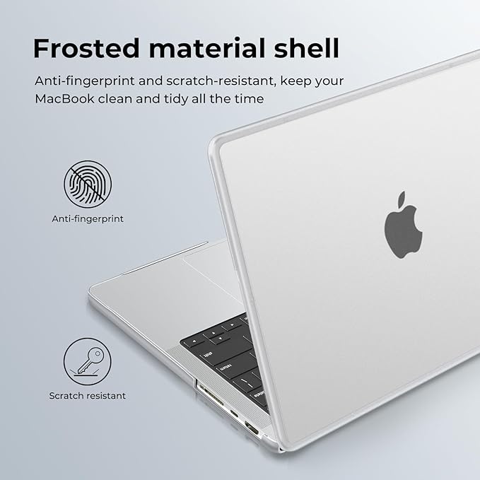 BlueSwan Anti-Cracking Hard Shell Case Compatible with MacBook Pro 14-inch M5 2026 2025-2021 Release M4 M3 M2 M1 Pro/Max Chip, Anti-Fingerprint Soft TPU Bumper, Frosted White