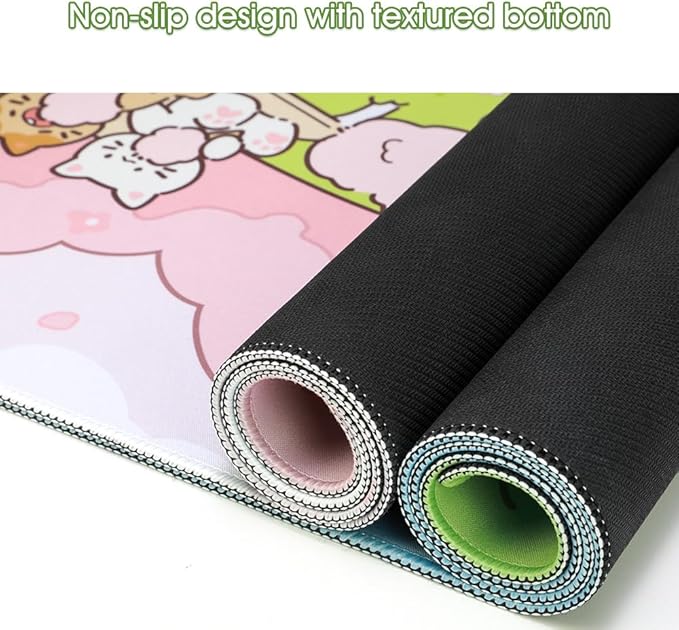 PERFECTSIGHT Cute Mouse Pad, Summer Beach Desk Pad, Kawaii Large Gaming Desk Mat, Funny Animal Party Deskmat Mousepad, Anime Desk Blotter Protector Laptop Keyboard Pad for Women Kids Girls Boys