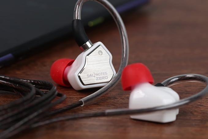 Linsoul 7Hz Salnotes Zero HiFi 10mm Dynamic Driver in-Ear Earphone IEM with Metal Composite Diaphragm Stainless Steel Faceplate Detachable 2Pin OFC Cable (White, with Mic, Type C)