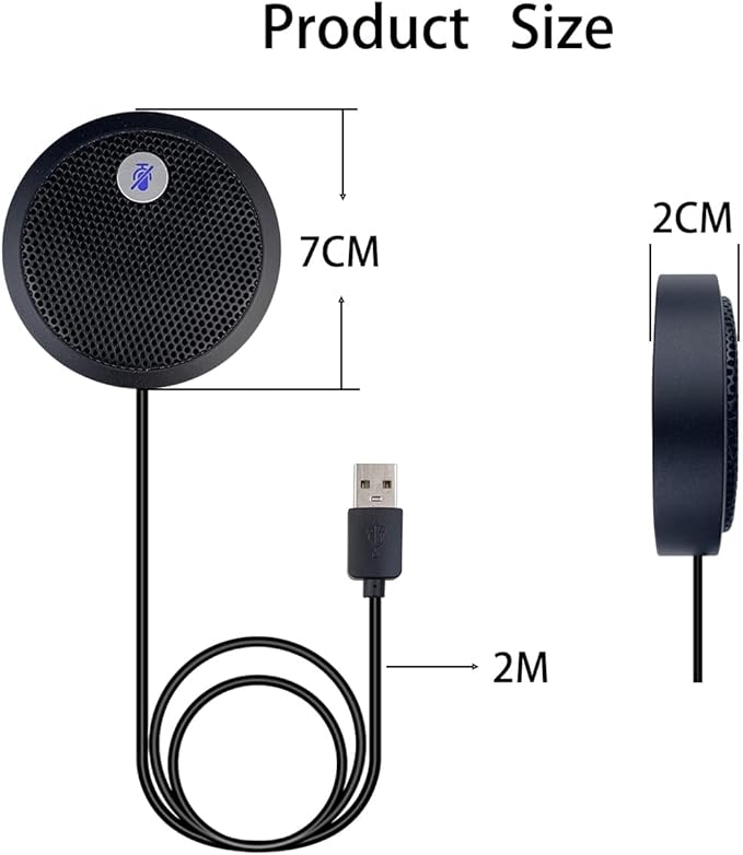 USB Computer Microphone, Conference USB Microphone, Mute Button with LED Indicator, Omnidirectional Condenser PC Mic for Video Conference, Plug&Play for PC, Laptop, Mac(No Speaker)