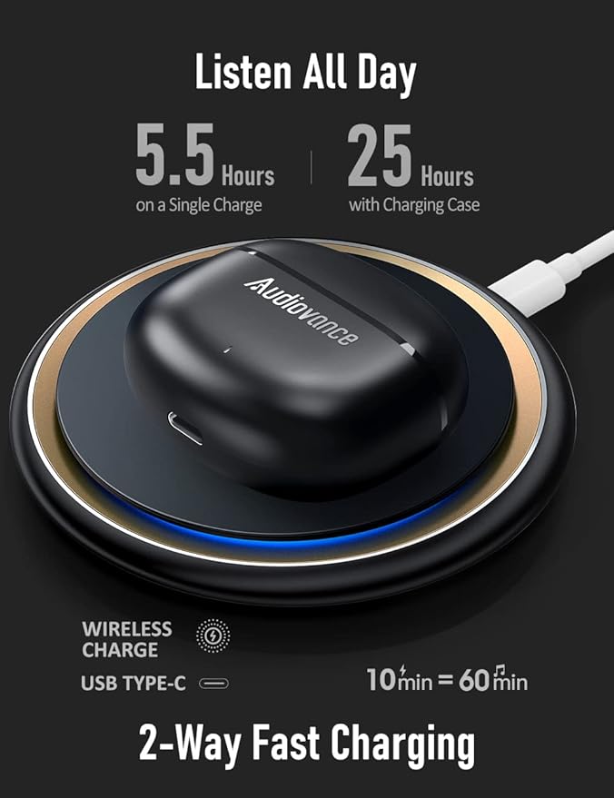 Audiovance Euphony 301 Wireless Earbuds Bluetooth Headphones for iPhone and Android, Premium Sound Wireless Ear Buds (EU301)