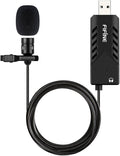 Fifine USB Lavalier Lapel Microphone, Clip-on Cardioid Condenser Computer Mic Plug and Play USB Microphone with Sound Card for PC and Mac-K053