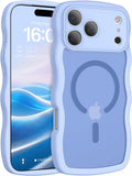 BENTOBEN Magnetic for iPhone 17 Pro Case, Cute Wavy [Full Camera Protection][Compatible with MagSafe] Matte Anti-Slip Bumper Women Girls Boys Protective Cover for 17 Pro 6.3", Mist Bluem